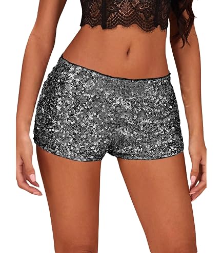 Amazon.com: Seyumixi Womens Sequin Micro Shorts Low Waist Glitter